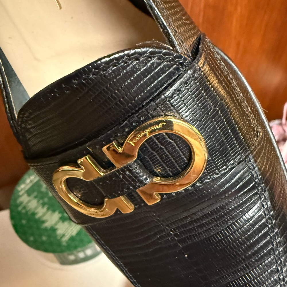 Salvatore Ferragamo Black With Gold tone logo Loafers - Picture 5 of 11